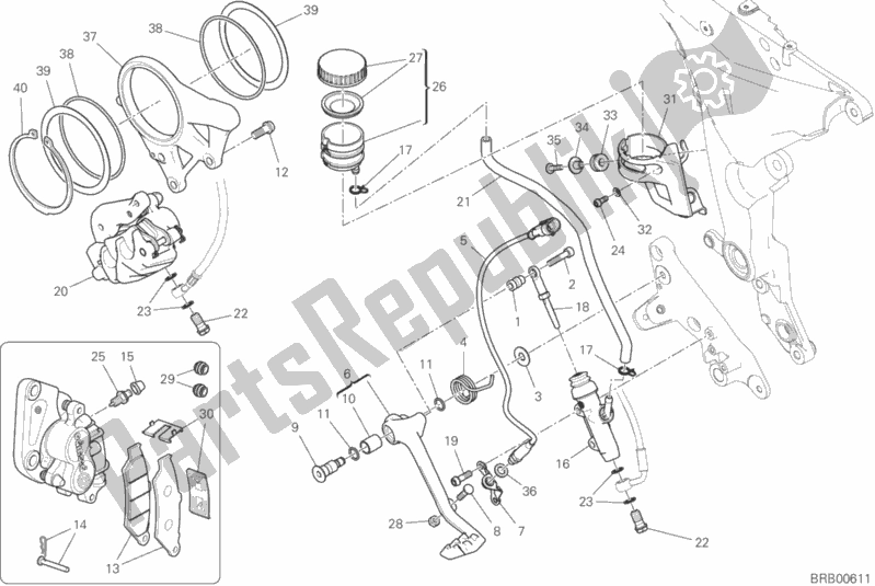 All parts for the Rear Braking System of the Ducati Multistrada 1260 ABS 2018